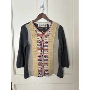 Field Flower Rove Wander Cardigan Sweater Womens Size Large Yellow Boho